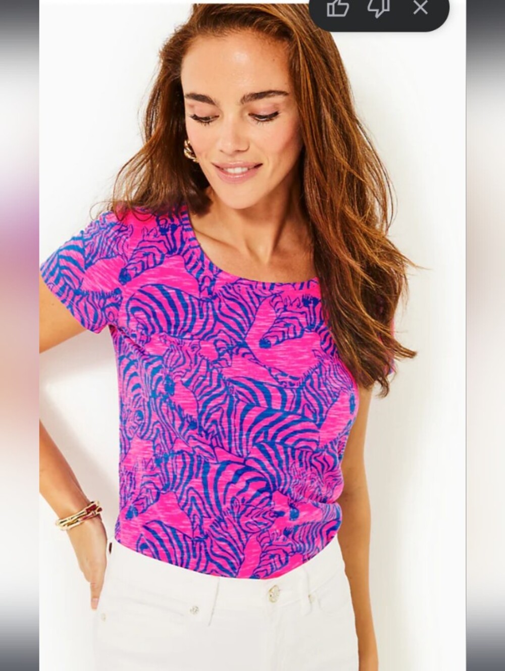 New no i Tag Lilly Pulitzer Pink & Blue Short Sleeve Scoop Neck Top